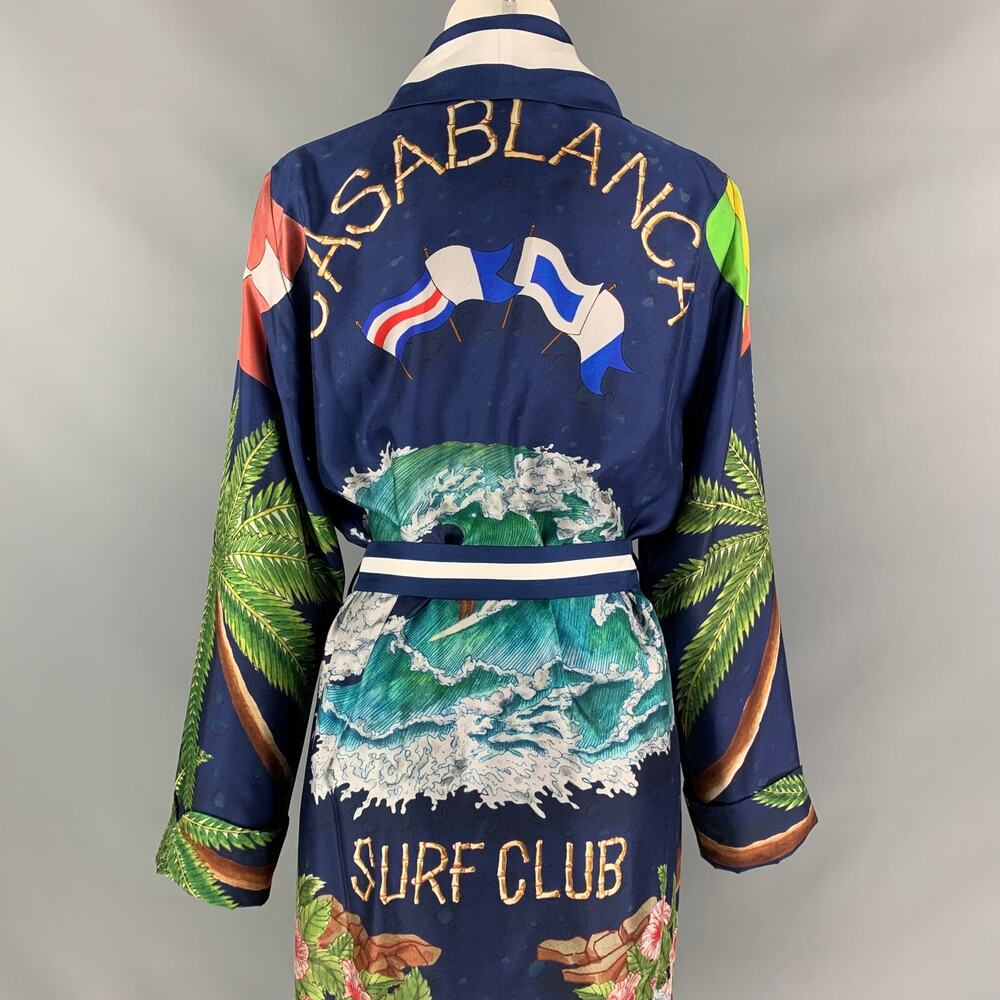 CASABLANCA Size XS Multi-Color Silk Surf Club Print Robe - Picture 5 of 7